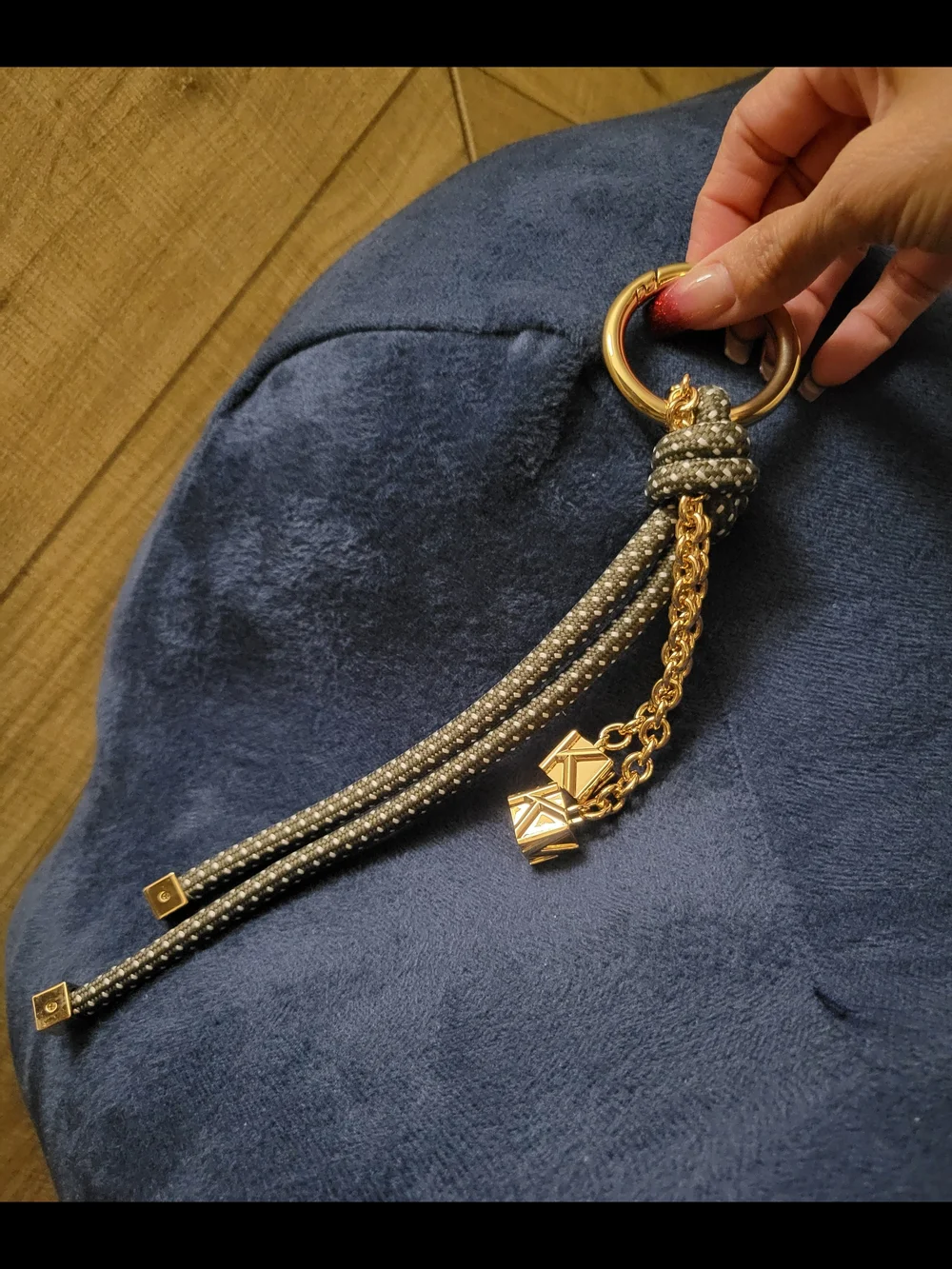 Michael Kors Novelty Gold Tone and Speckled Green Cord Bag Charm